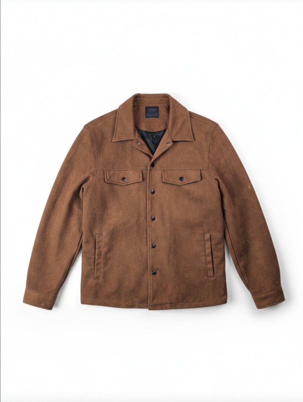 Nomad by Craft + Flow Brown Faux Suede Snap Front Trucker Jacket Small